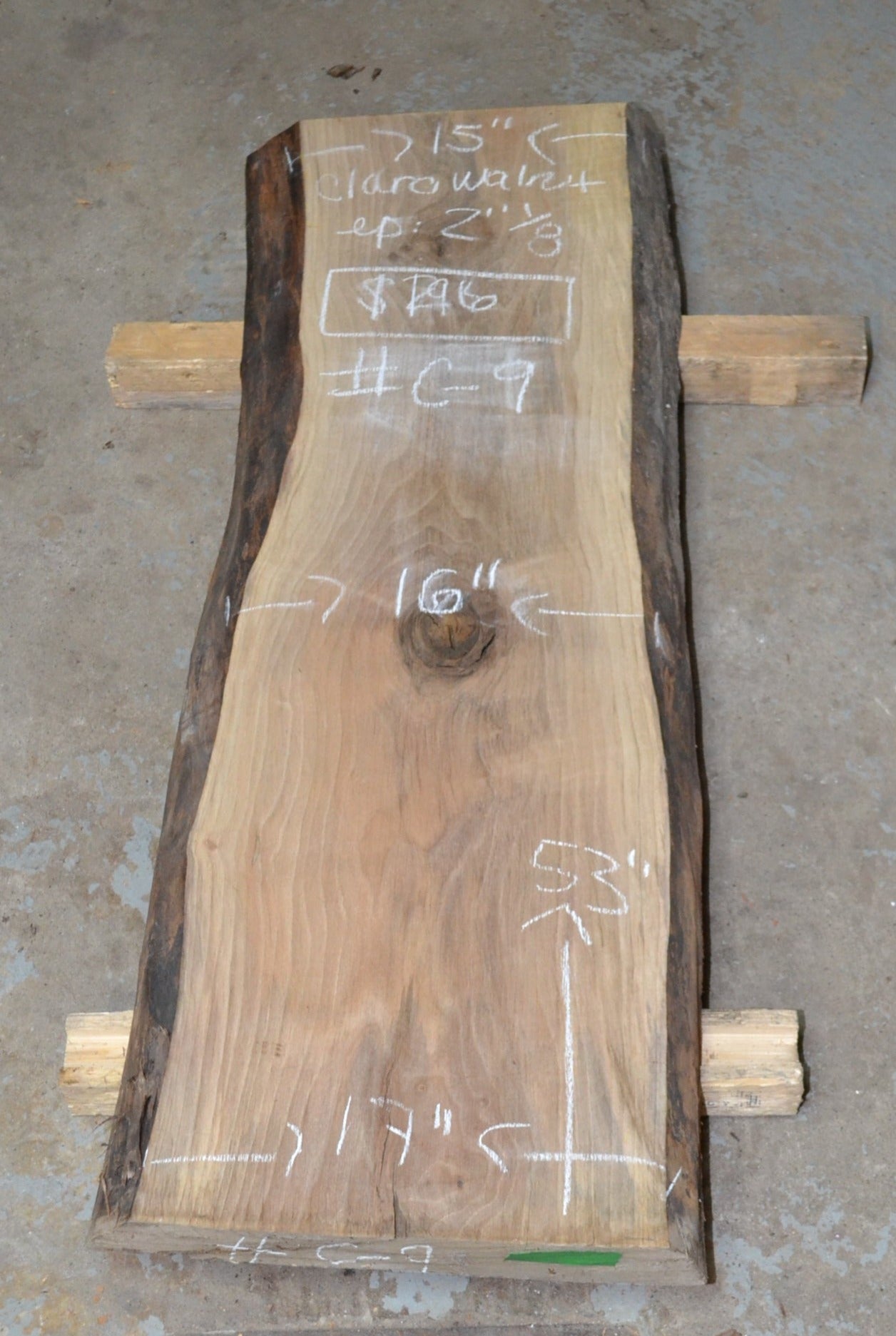 Petite slab de claro walnut séchée au four (#c-9)