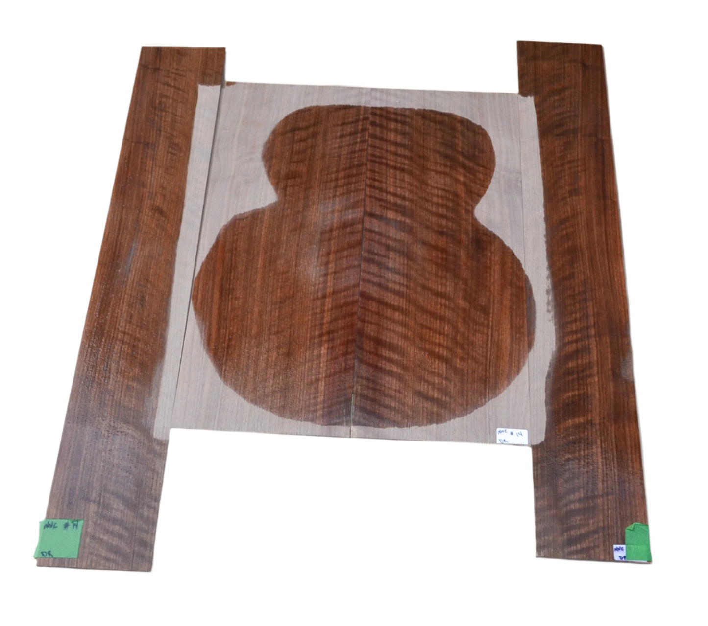 Dos et éclisses en noyer noir ondé sablé (#nnc-14)