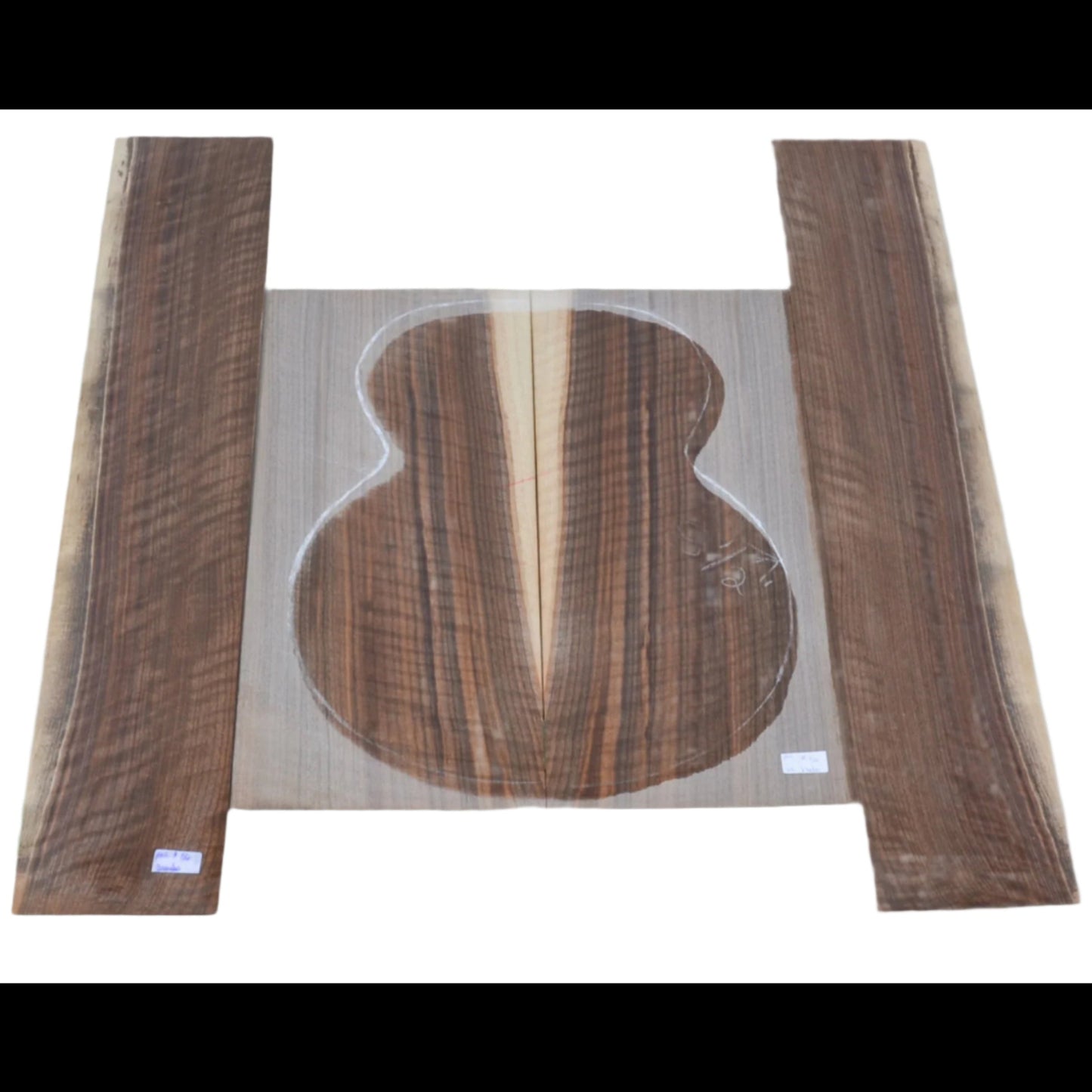 Sanded Curly Black Walnut wood for jumbo guitar,