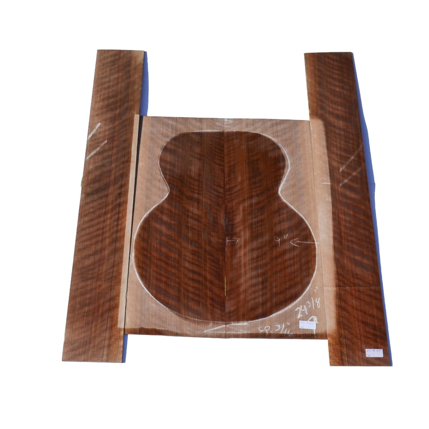 Sanded Curly Black Walnut back and sides for dreadnought guitar (#nnc-103)