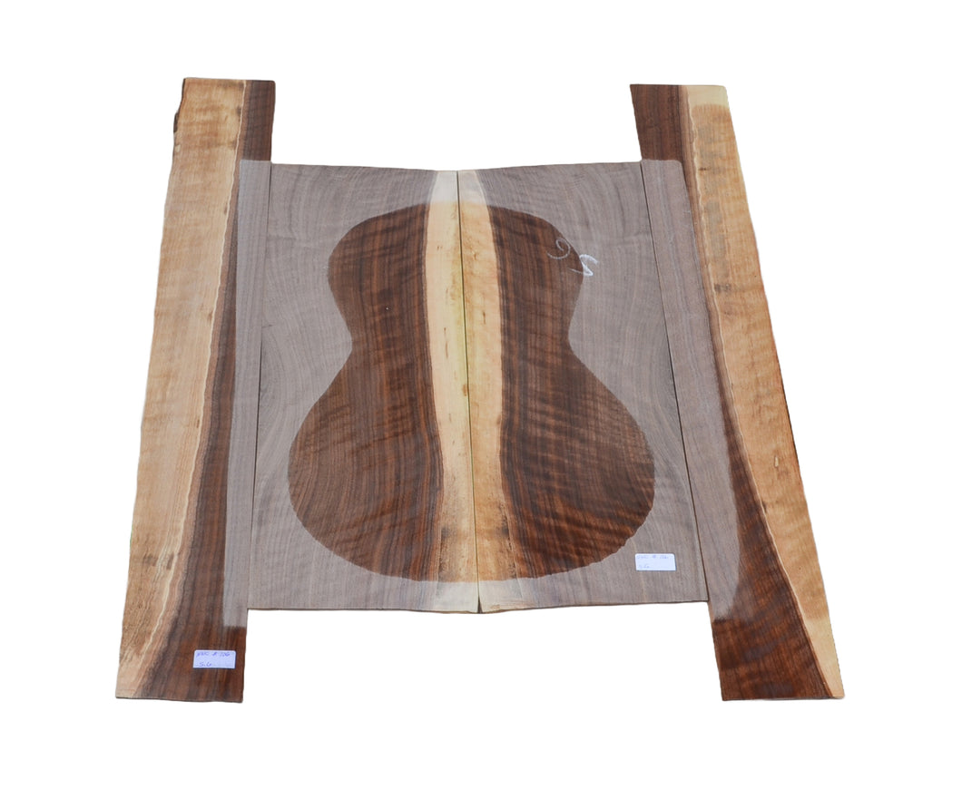 Sanded Curly Black Walnut back and sides for small guitar (#nnc-106)