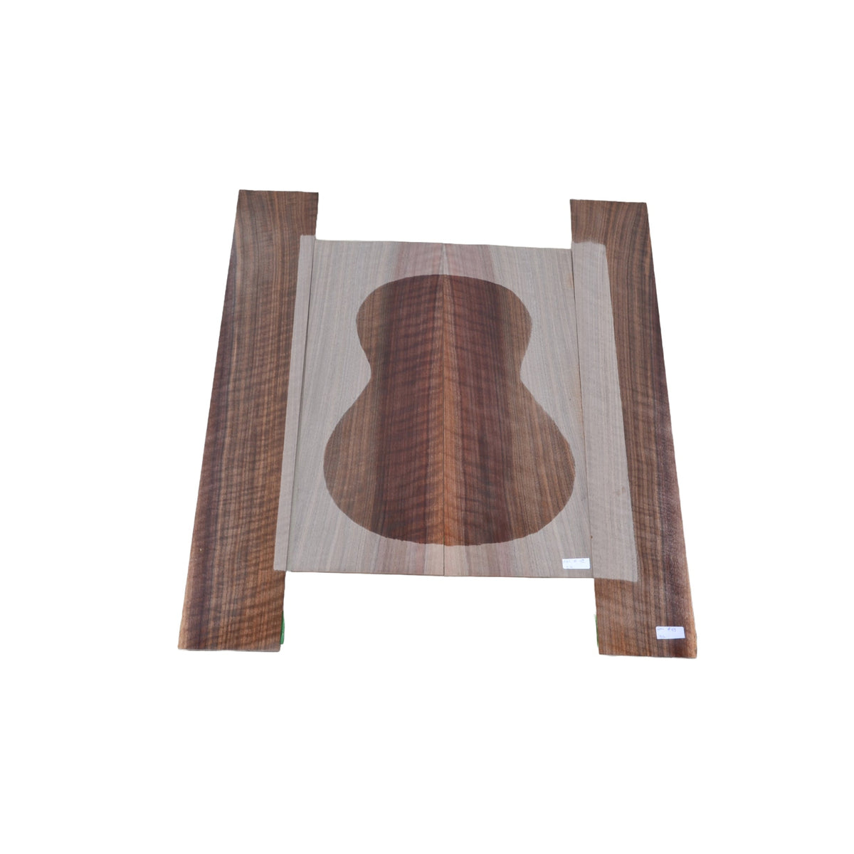 Sanded Curly Black Walnut wood for small guitar