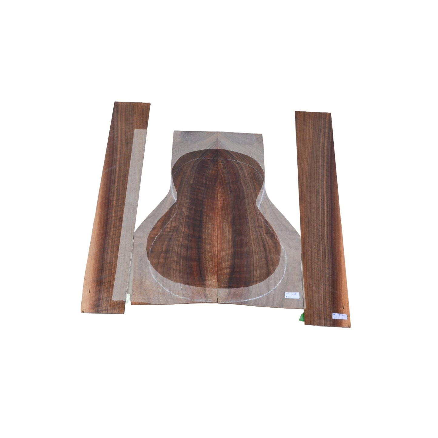 Sanded Curly Black Walnut wood for small guitar
