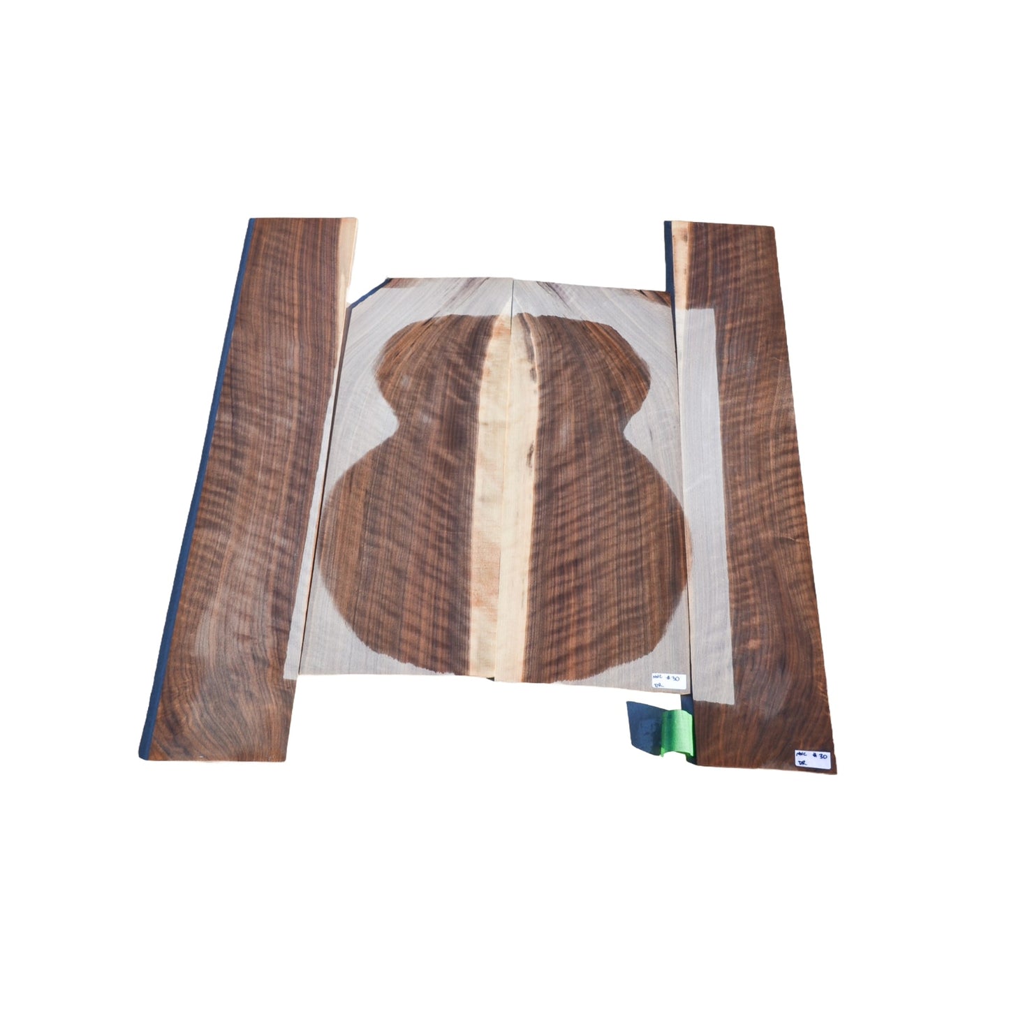 Dos et éclisses en noyer noir ondé sablé pour guitare dreadnought (#nnc-30)