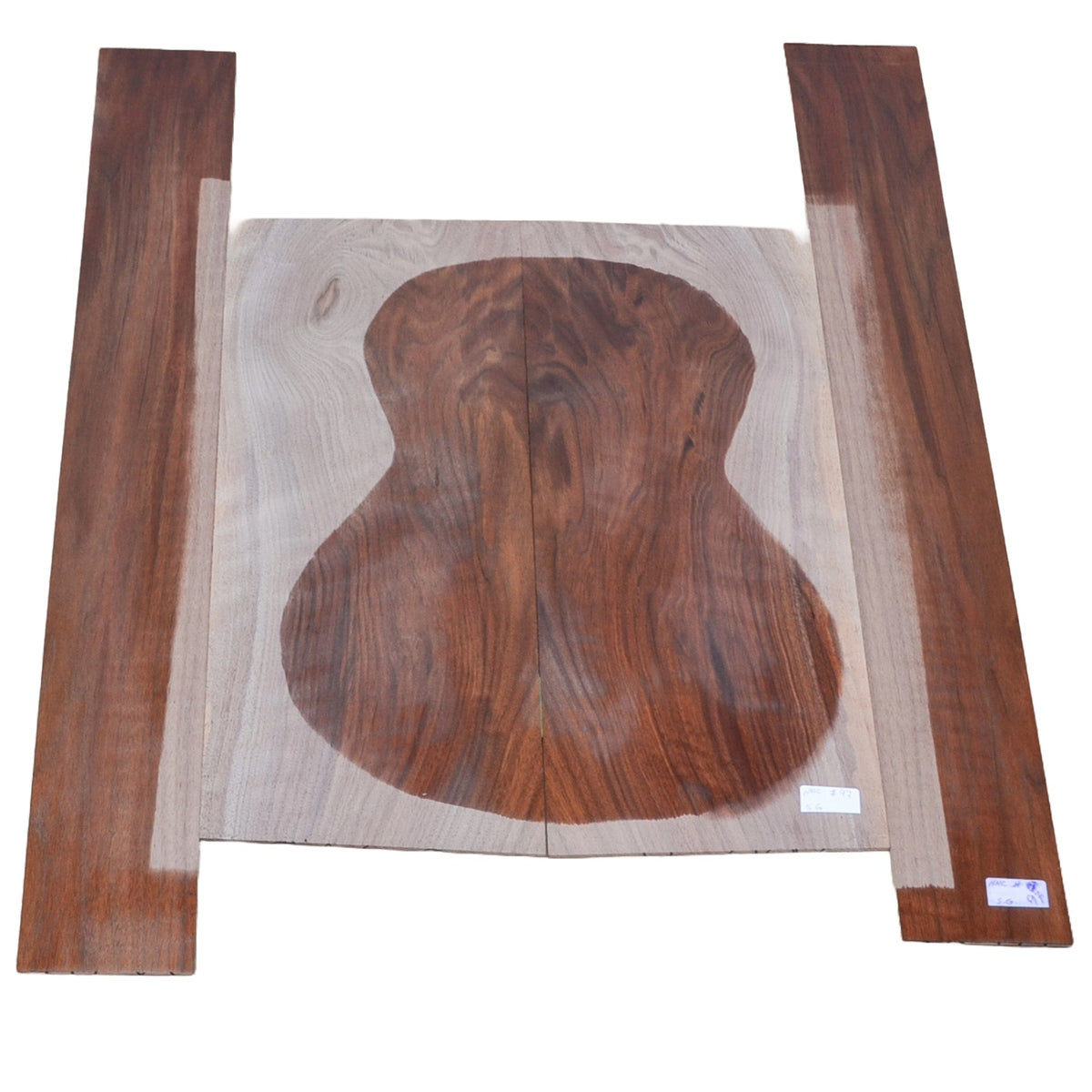 Sanded Curly Black Walnut wood for small guitar