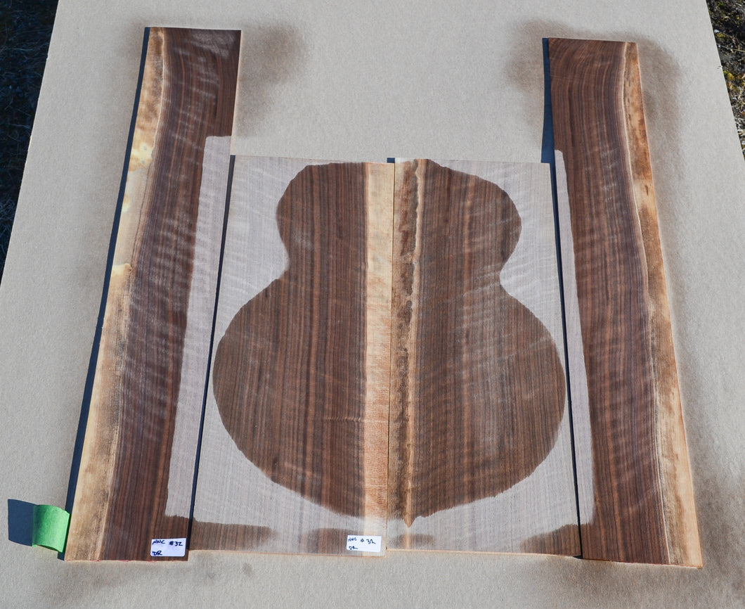 Sanded Curly Black Walnut back and sides (#nnc-32)