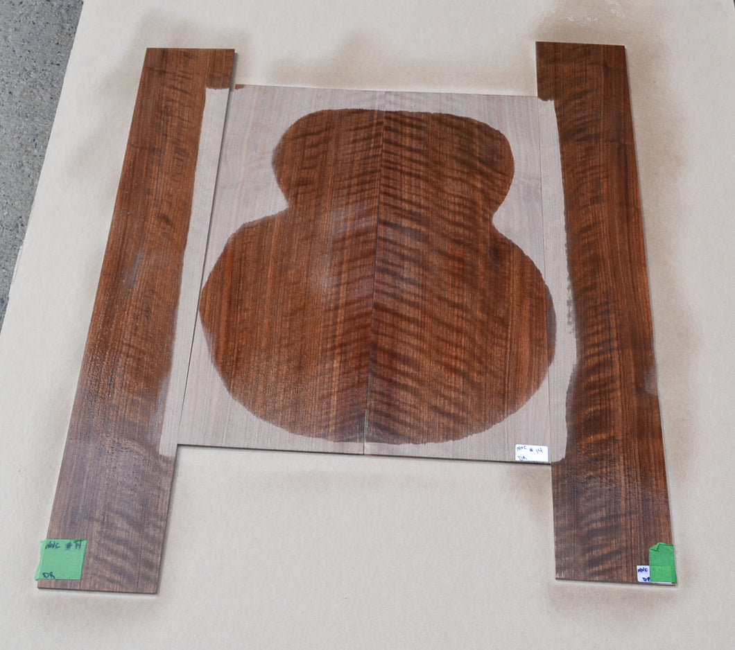 Sanded Curly Black Walnut back and sides (#nnc-14)