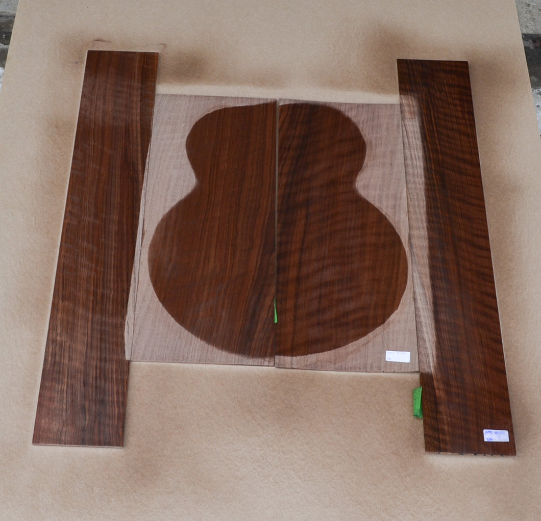 Sanded Curly Black Walnut back and sides for dreadnought guitar (#nnc-62)