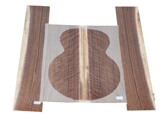 Dos et éclisses en noyer noir ondé sablé pour guitare dreadnought (#nnc-52)