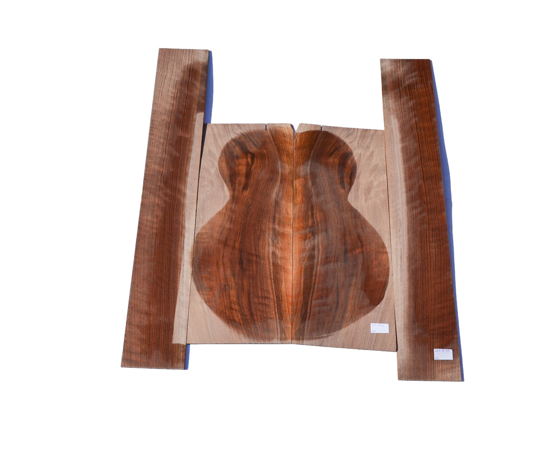 Sanded Curly Black Walnut back and sides for dreadnought guitar (#nnc-83)