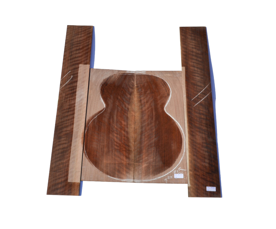 Sanded Curly Black Walnut back and sides for dreadnought guitar (#nnc-101)