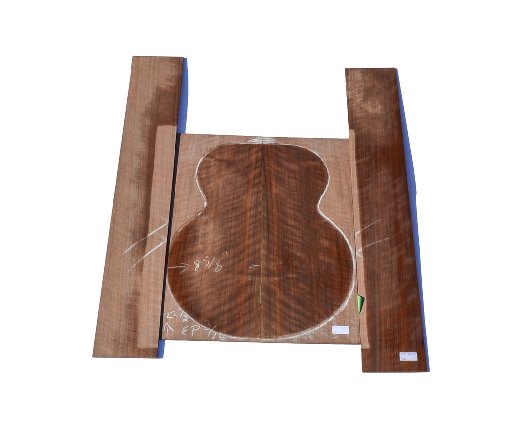 Sanded Curly Black Walnut back and sides for dreadnought guitar (#nnc-102)