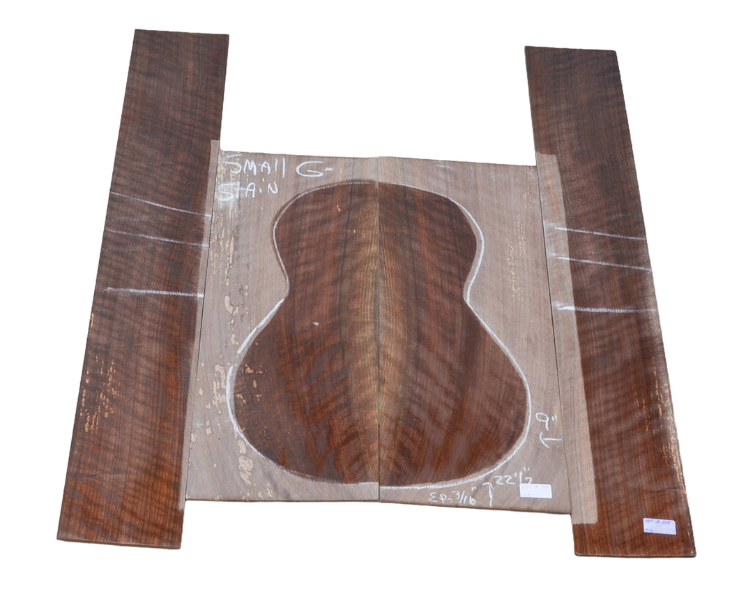 Sanded Curly Black Walnut back and sides for small guitar (#nnc-104)