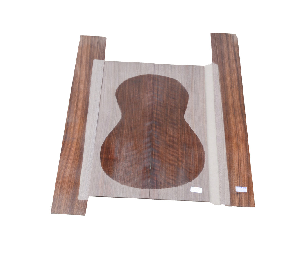 Sanded Curly Black Walnut back and sides for small guitar (#nnc-107)