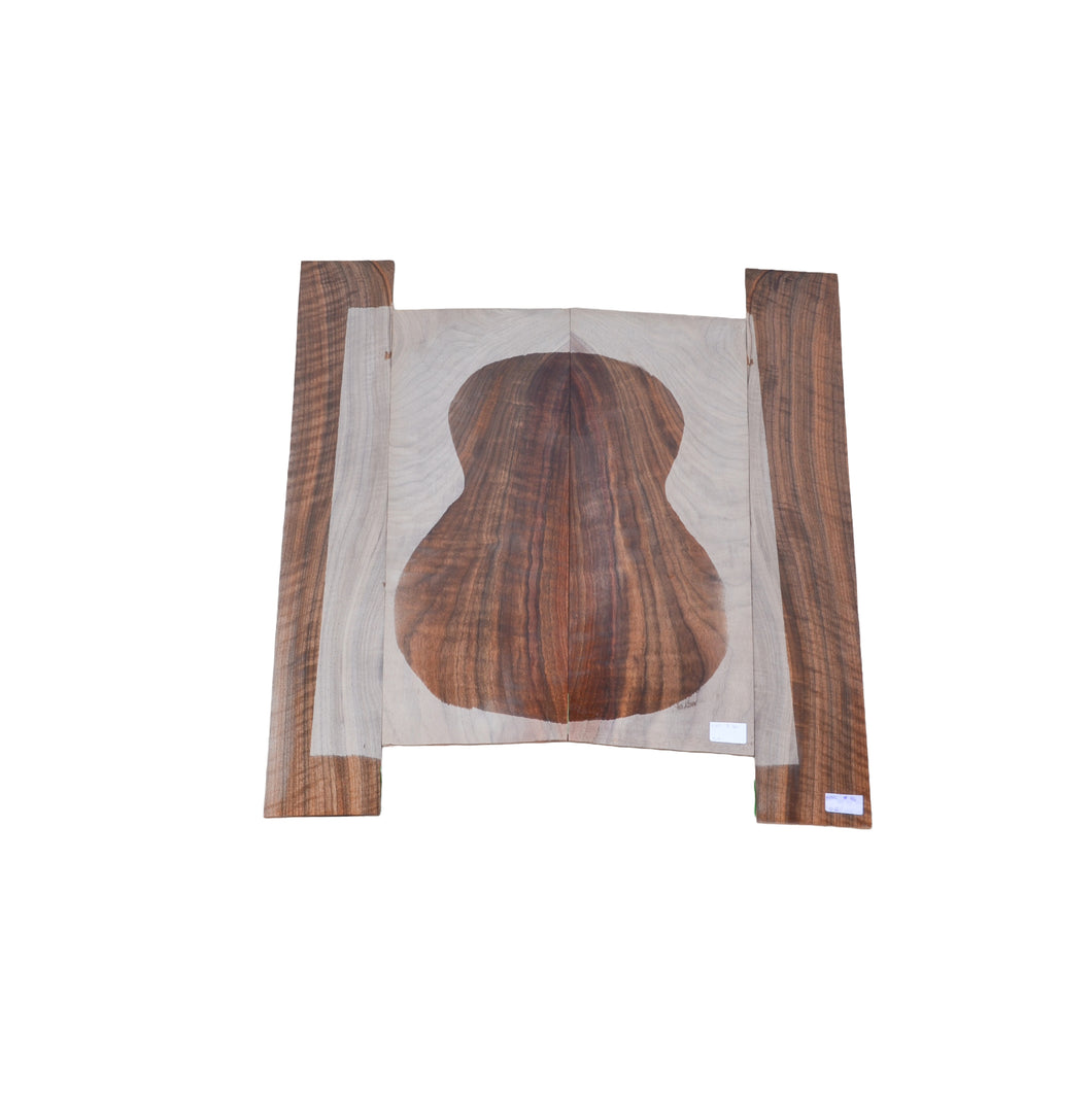 Sanded Curly Black Walnut back and sides for small guitar (#nnc-46)