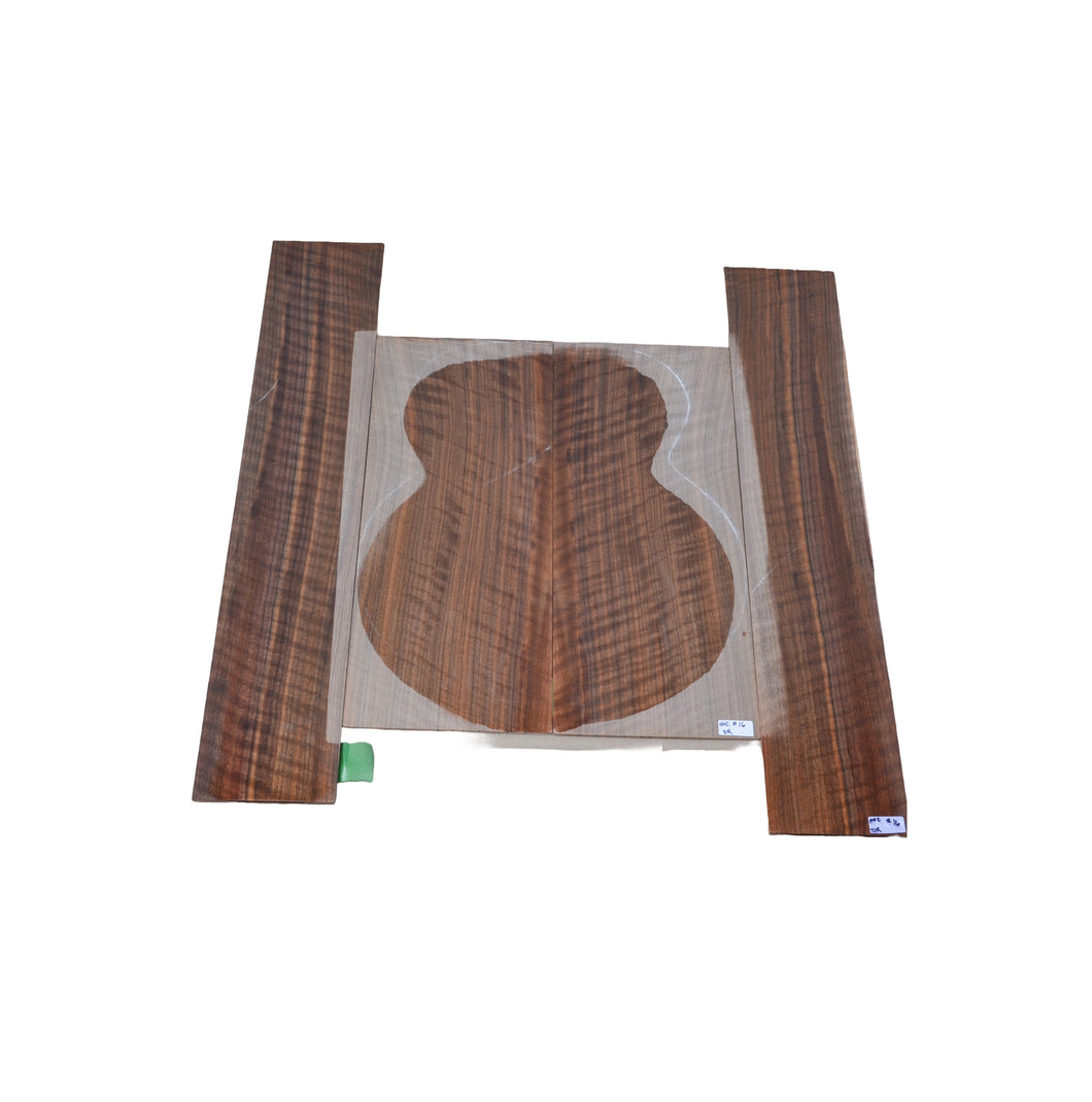 Sanded Curly Black Walnut back and sides for dreadnought guitar (#nnc-16)