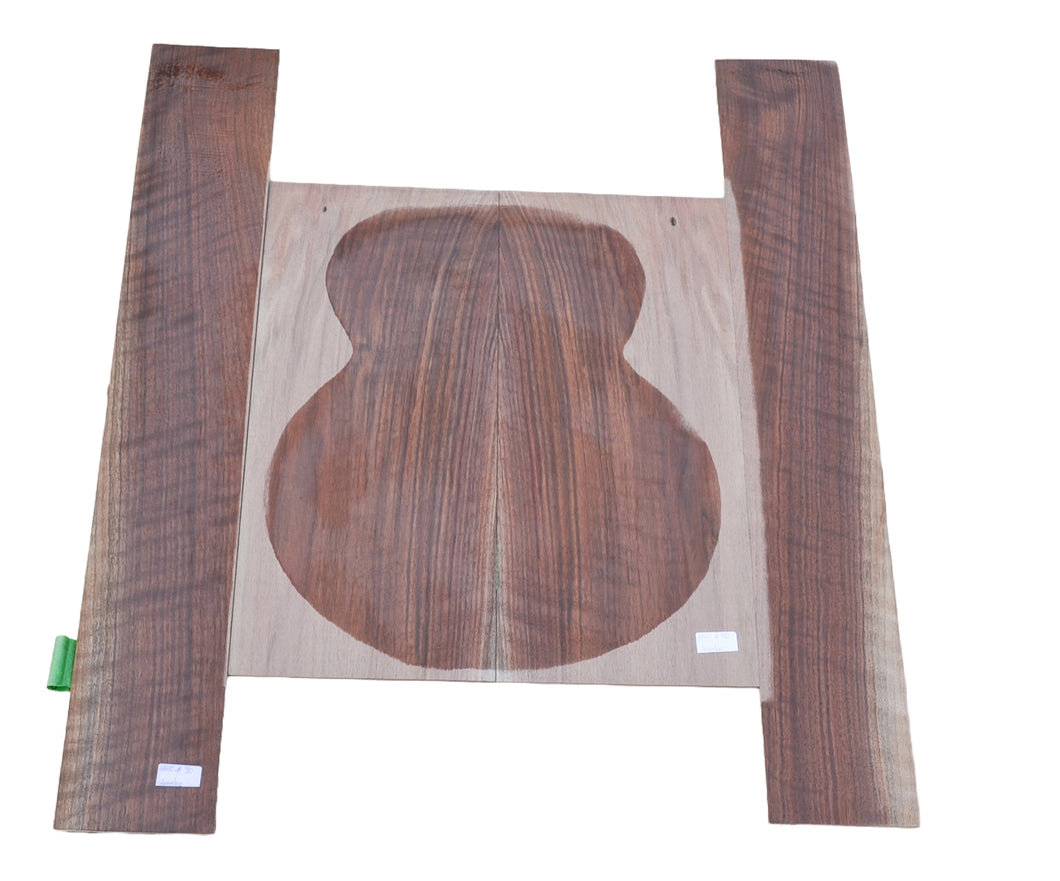 Sanded Curly Black Walnut back and sides for jumbo guitar (#nnc-80)