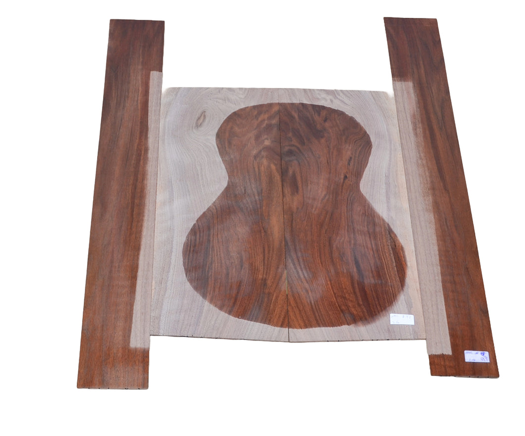 Sanded Curly Black Walnut back and sides for small guitar (#nnc-97)