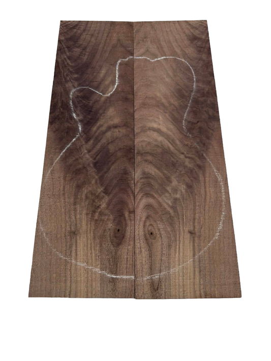 Unsanded black walnut crotch drop top for electric guitar (#DT-39)