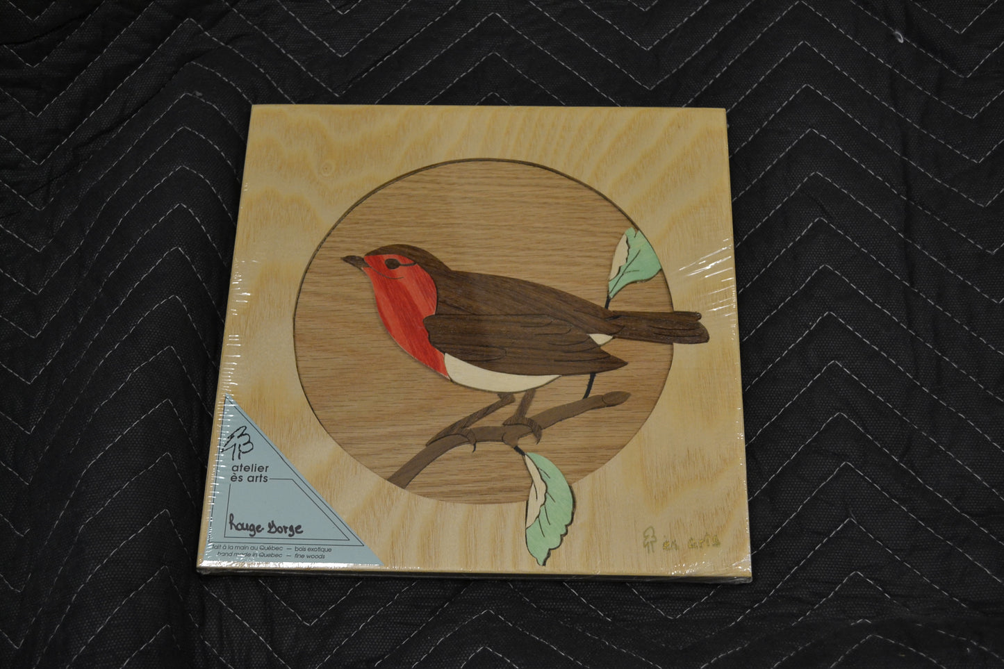 Cadre Rouge Gorge artistique en bois (cad-01)