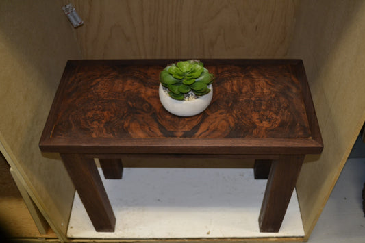 Small black walnut burl veneer table (#tab-01)